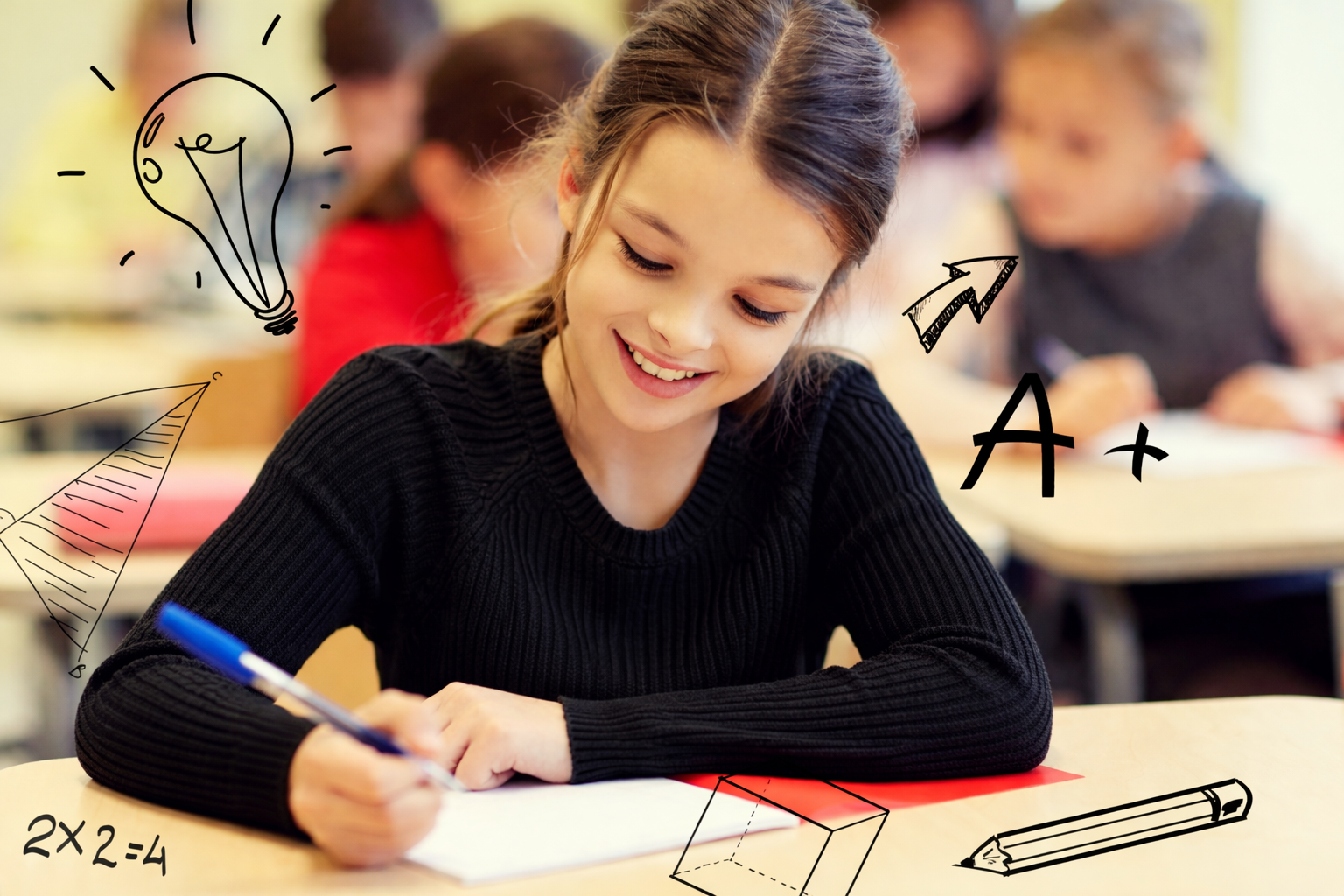 Élève du primaire en cours de mathématiques